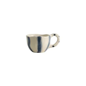 Tasse à café avec anse en céramique beige bleu 200ml Gogi Atelier Forma - Nordal - The Cool Republic
