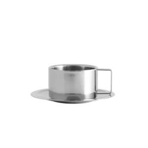 Tasse à café avec soucoupe en acier chromé 200ml Citrea - Nordal - The Cool Republic
