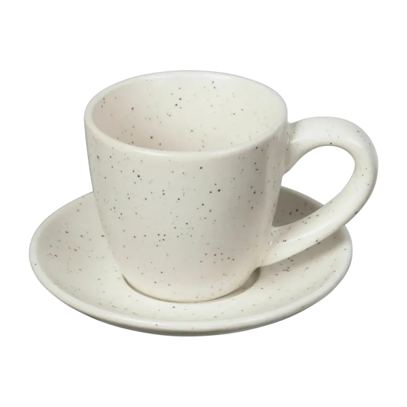 Tasse à expresso avec soucoupe en grès Nordic Vanilla - Broste Copenhagen - The Cool Republic