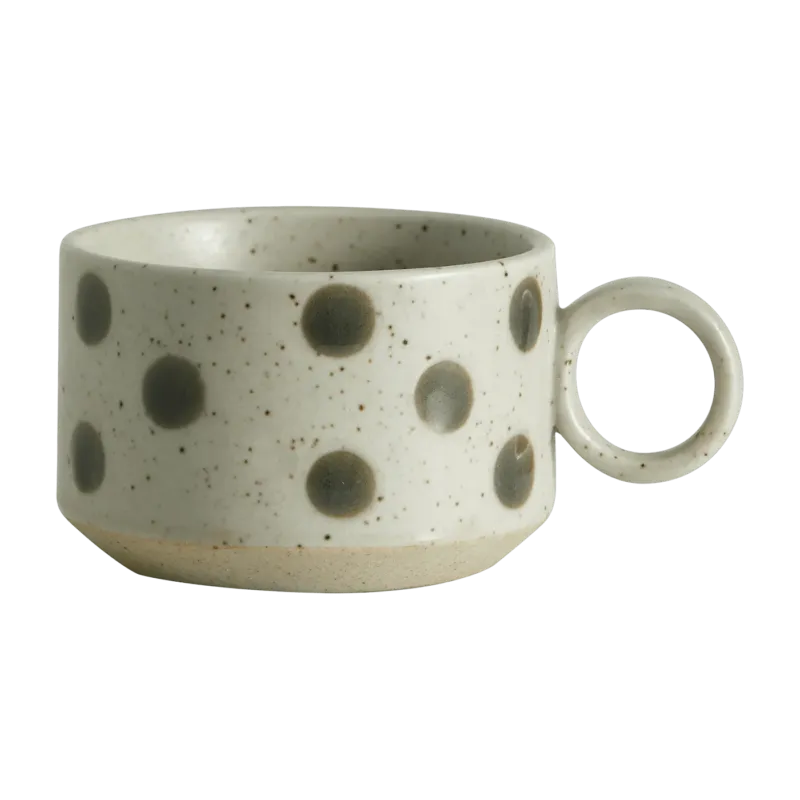 Tasse à thé en céramique couleur sable/vert avec anse Grainy - Nordal - The Cool Republic
