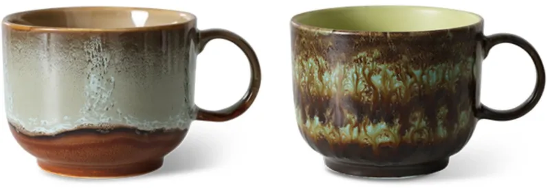 Tasses à thé en grès vert marron Odyssey - HKLIVING