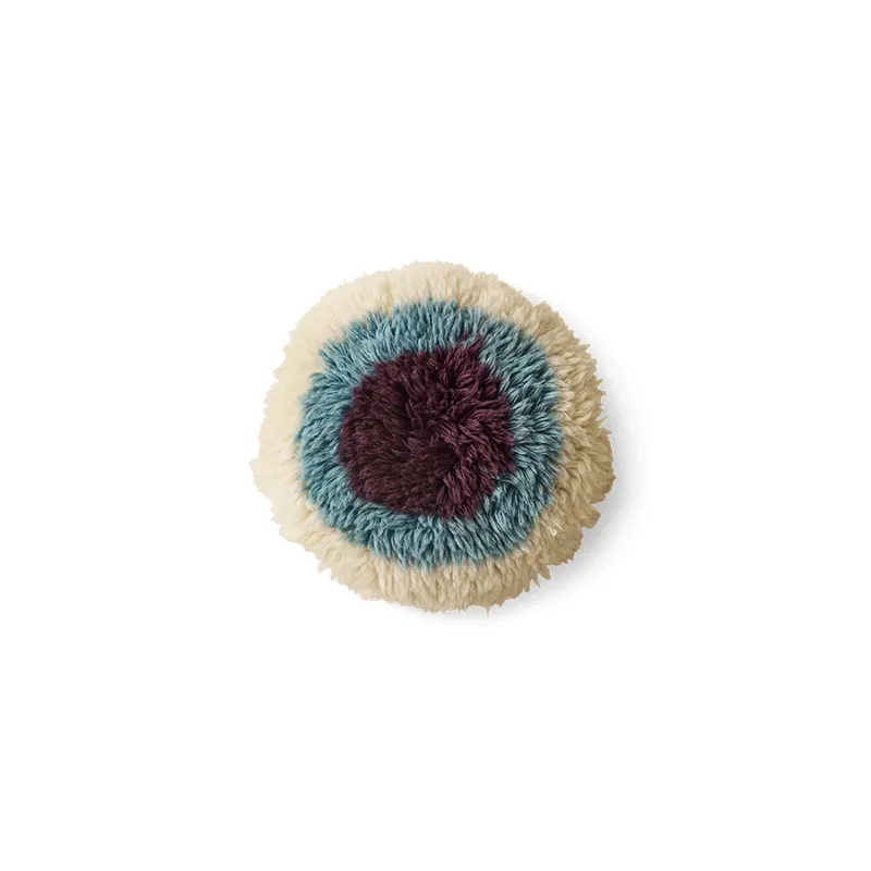 Coussin rond en laine bleu et violet 40cm eye catcher Fluffy - HKLiving