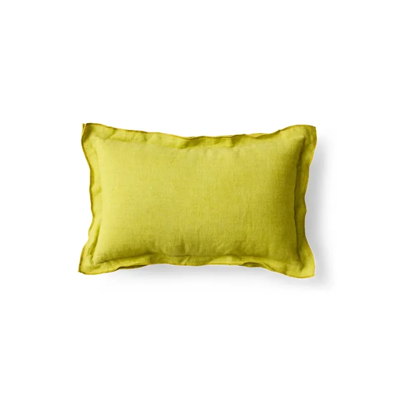 Coussin rectangulaire en lin jaune citron 50x30cm - HKLiving