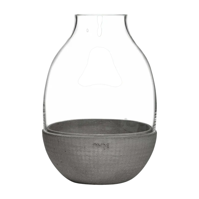 Terrarium Eden transparent avec base en béton moulé - Nude Glass - The Cool Republic