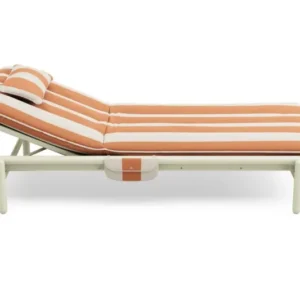 Transat en aluminium beige avec son matelas rayé orange 212x97x39cm Sunbud - Fatboy - The Cool Republic
