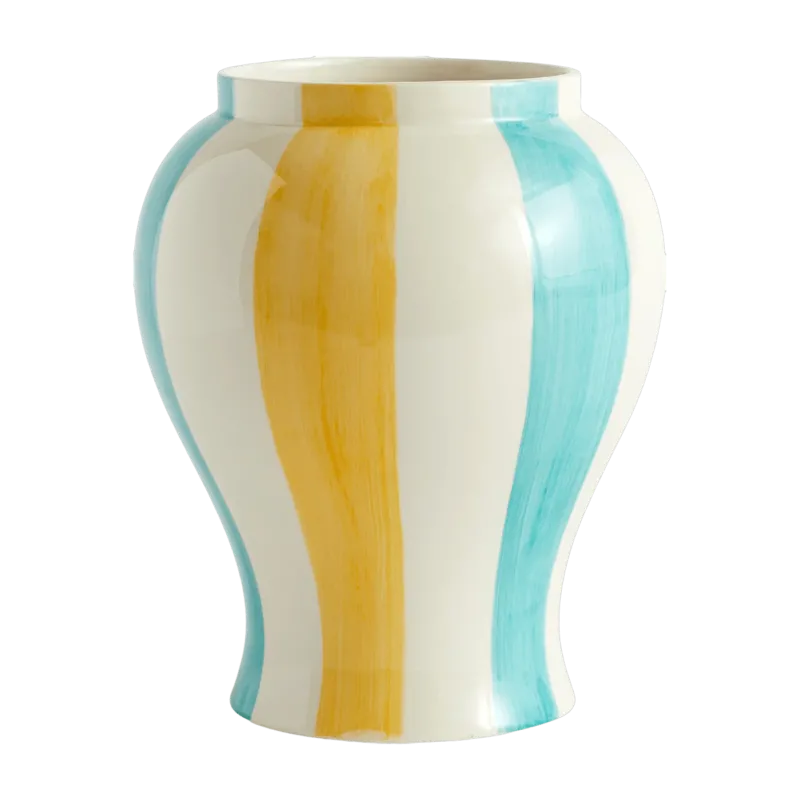 Vase en céramique à rayure jaune et bleu Sobremesa L - Hay - The Cool Republic