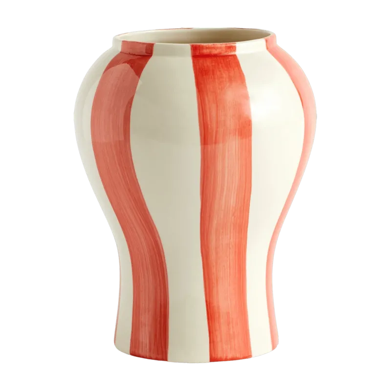Vase en céramique à rayure rouge orangé Sobremesa S - Hay - The Cool Republic