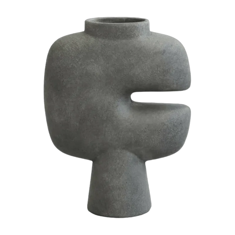 Vase en céramique gris foncé Tribal - 101 Copenhagen - The Cool Republic