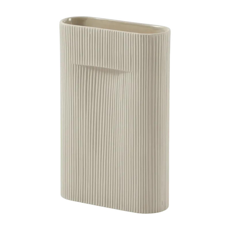 Vase en faïence beige 35 cm Ridge - Muuto - The Cool Republic