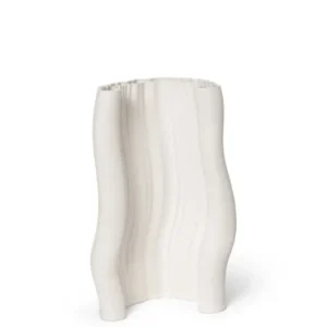 Vase en grès blanc 16 x 13,5 x 20 cm Moire - Ferm living - The Cool Republic