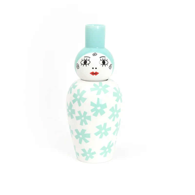 Vase en porcelaine avec couvercle bleu 17.2 x 41.6 cm Le Canopie Zita - Seletti - The Cool Republic