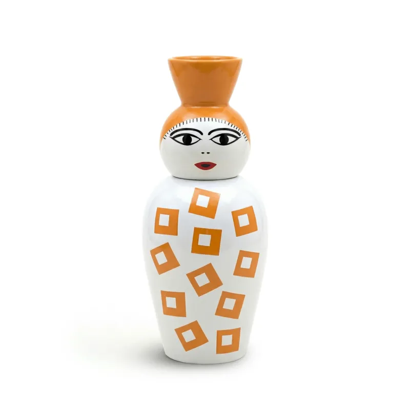 Vase en porcelaine avec couvercle orange 17.2 x 41.6 cm Le Canopie Amina - Seletti - The Cool Republic