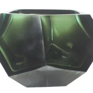 Vase en verre massif transparent vert 14,5x11,5cm Diamond - Versmissen - The Cool Republic