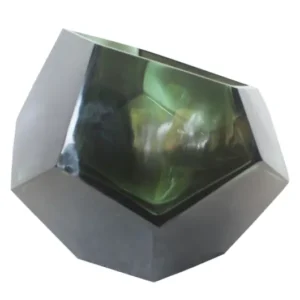 Vase en verre massif transparent vert 24,5x19,5cm Diamond - Versmissen - The Cool Republic