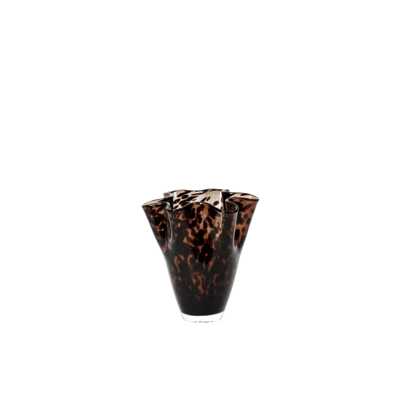 Vase en verre soufflé marron léopard 18x19cm Liva - Broste Copenhagen - The Cool Republic