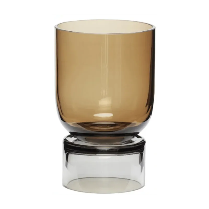 Vase sur pied en verre ambre et gris 660ml - Hübsch - The Cool Republic