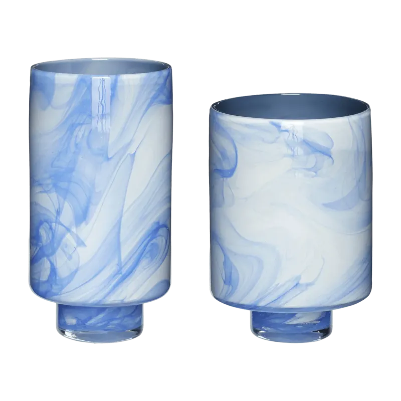 Vases en verre bleu et blanc (lot de 2) Cloud - Hübsch - The Cool Republic
