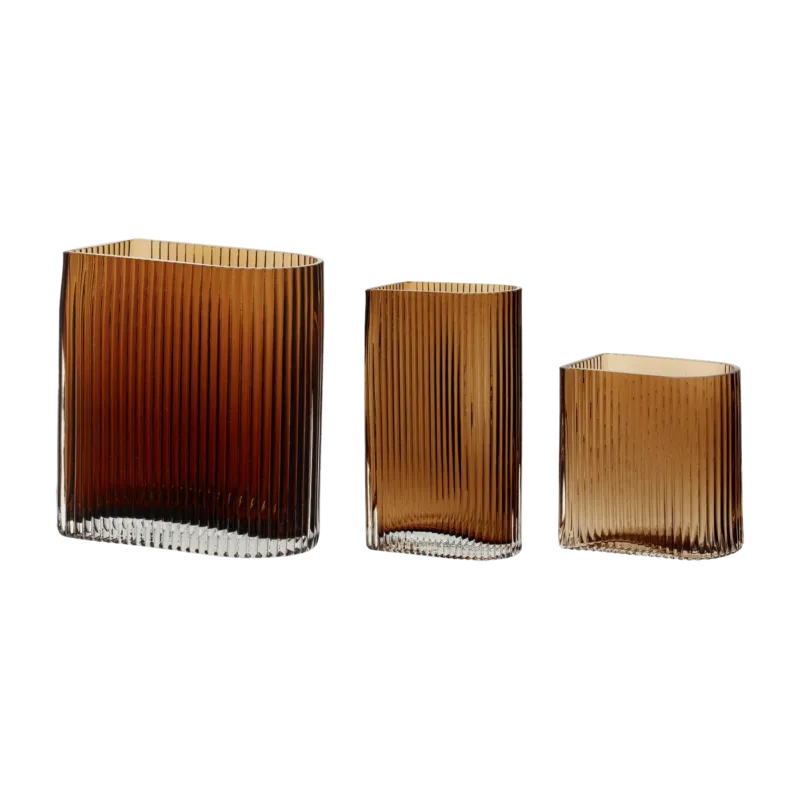 Vases en verre couleur ambre (lot de 3) Elements - Hübsch - The Cool Republic