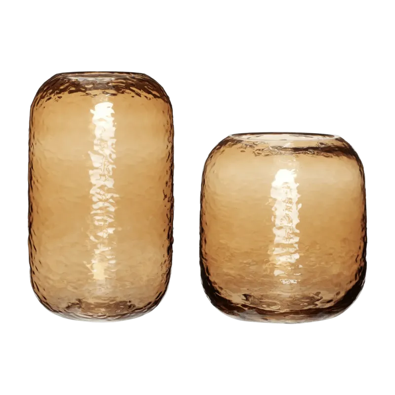 Vases en verre marron (lot de 2) Texture - Hübsch - The Cool Republic