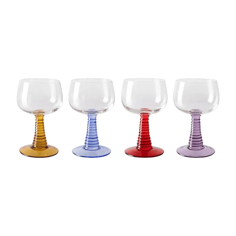 Verre à vin Swirl High Mixed Colours (Set Of 4) - HKLIVING - The Cool Republic