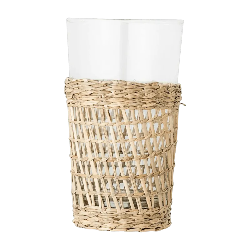 Verre avec tressage jonc de mer transparent Daphne - Bloomingville - The Cool Republic