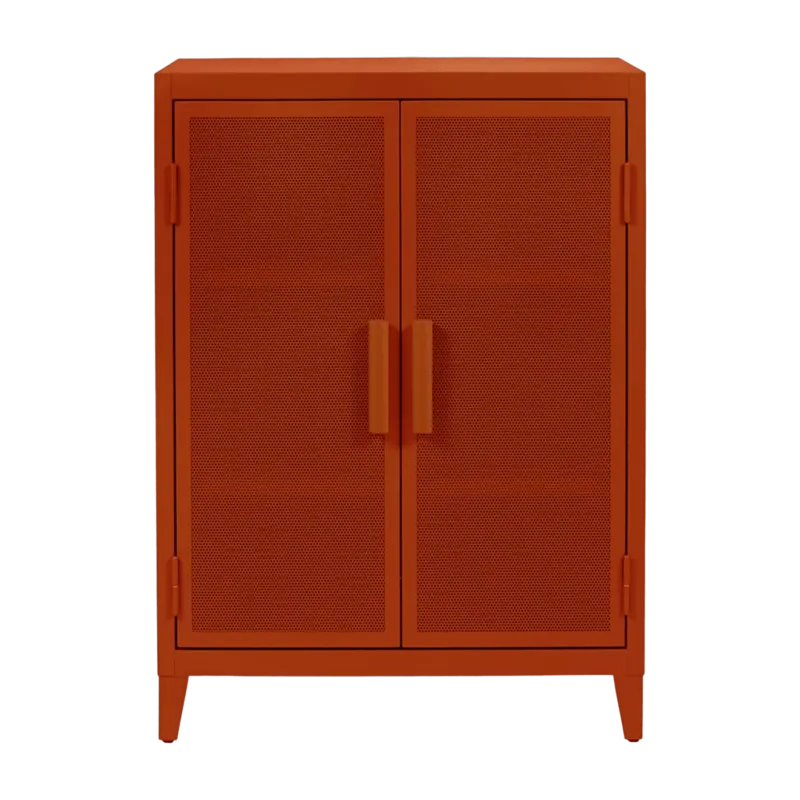 Vestiaire en acier perforé B2 bas Terracotta mat fine texture - Tolix - The Cool Republic