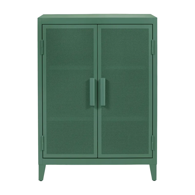 Vestiaire en acier perforé B2 bas Vert lichen mat fine texture - Tolix - The Cool Republic