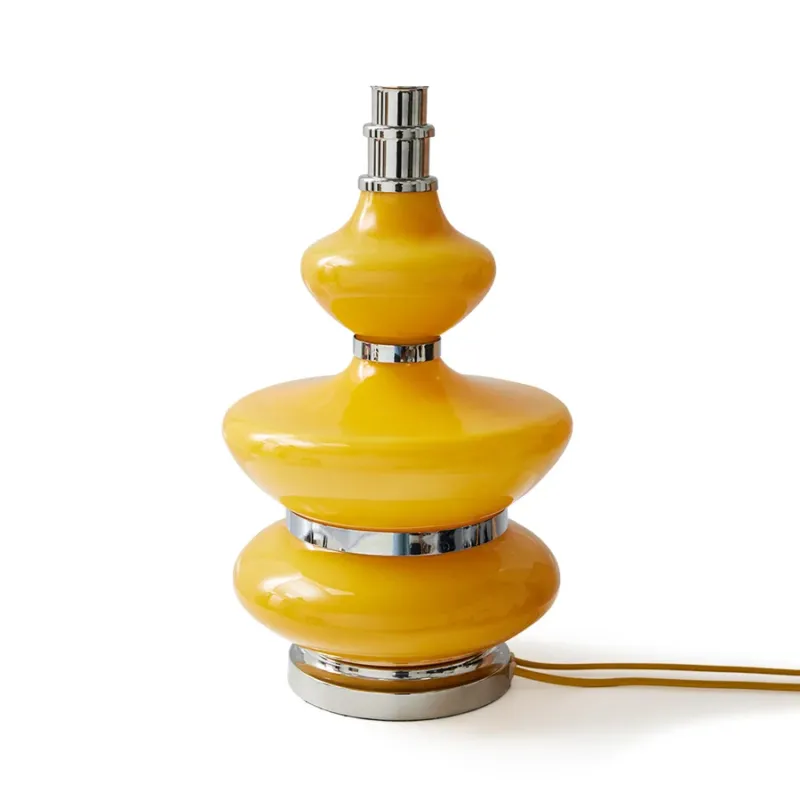 Base de lampe en verre jaune et chrome Bubble Honey - HKLIVING